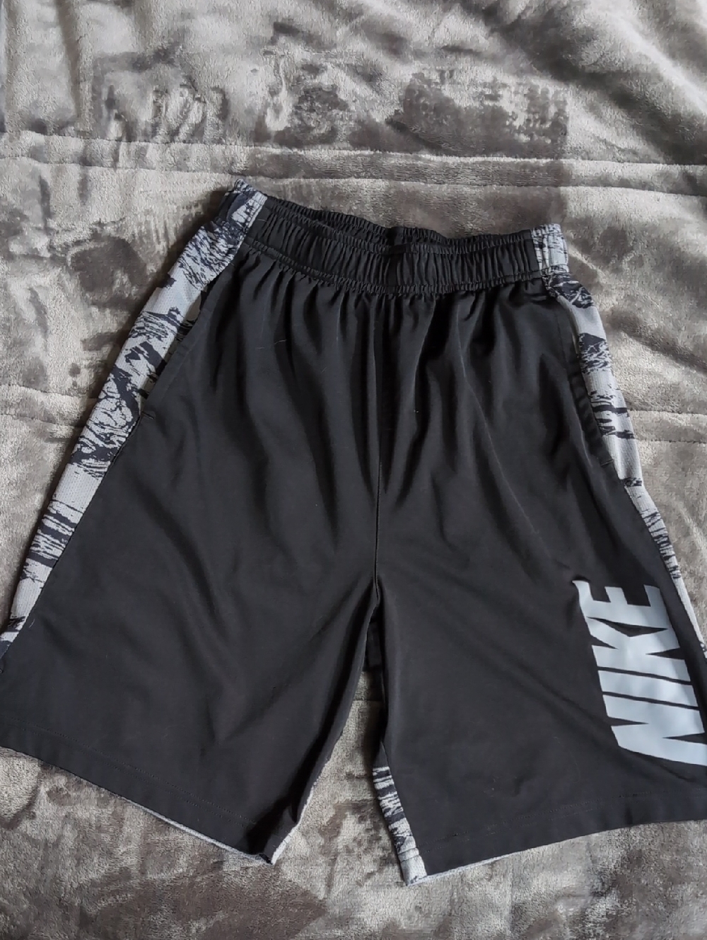 Nike Boy's Black Athletic Shorts with Gray Side Panels